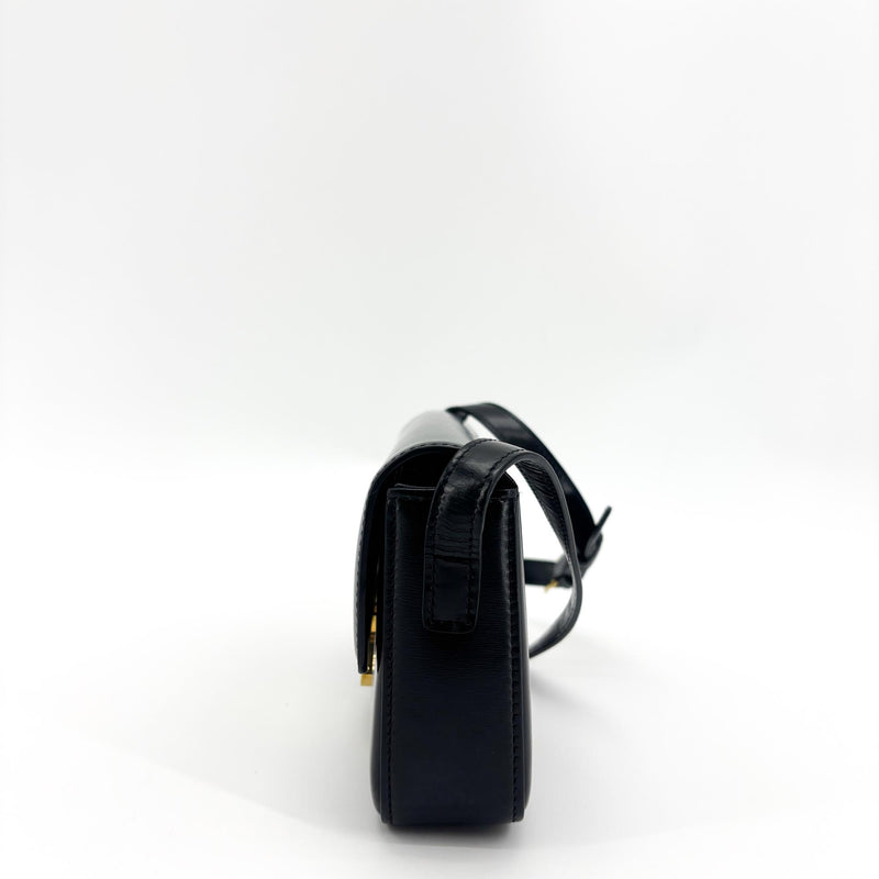 Celine Triomphe East-West Smooth Calfskin Black Leather Bag