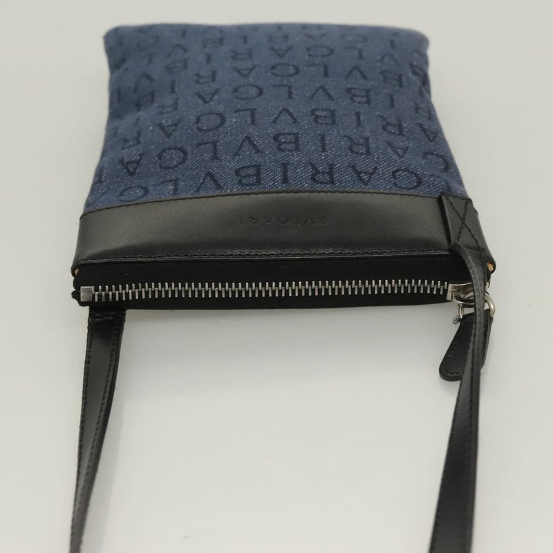 Bvlgari Logomania Canvas With Leather Blue Bag