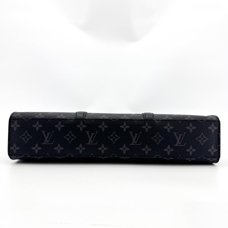 Louis Vuitton Sac Plat Zipper Monogram Eclipse Canvas Black Bag