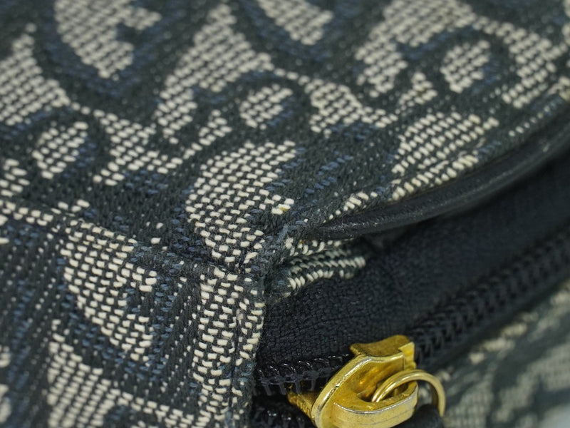 Christian Dior Saddle Zip Diorissimo Canvas Navy Bag