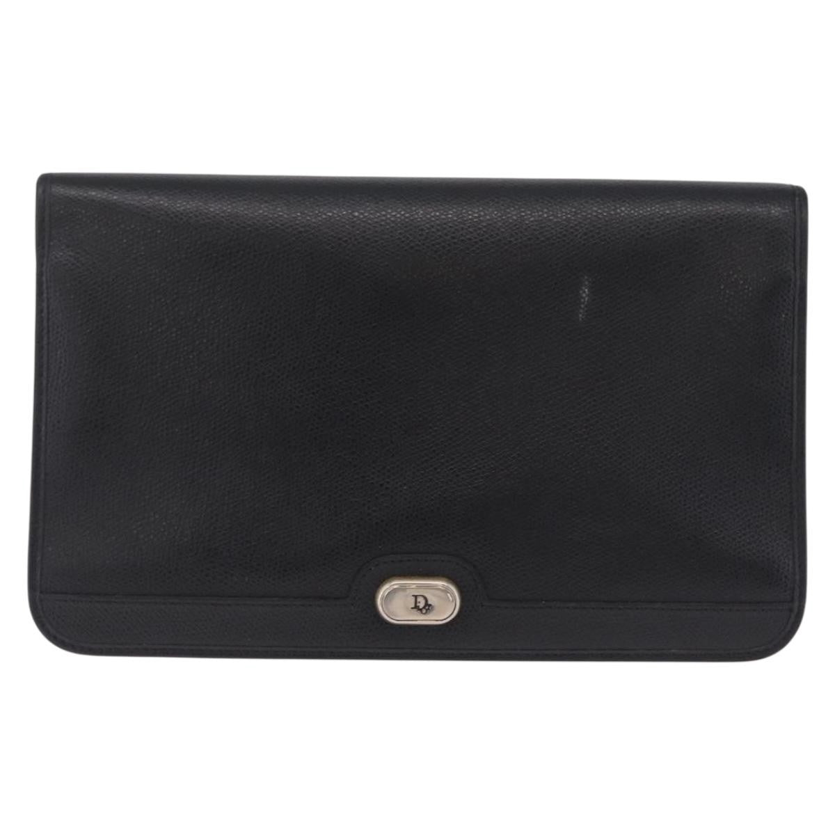 Christian Dior Vintage Honeycomb Canvas Black Leather Bag