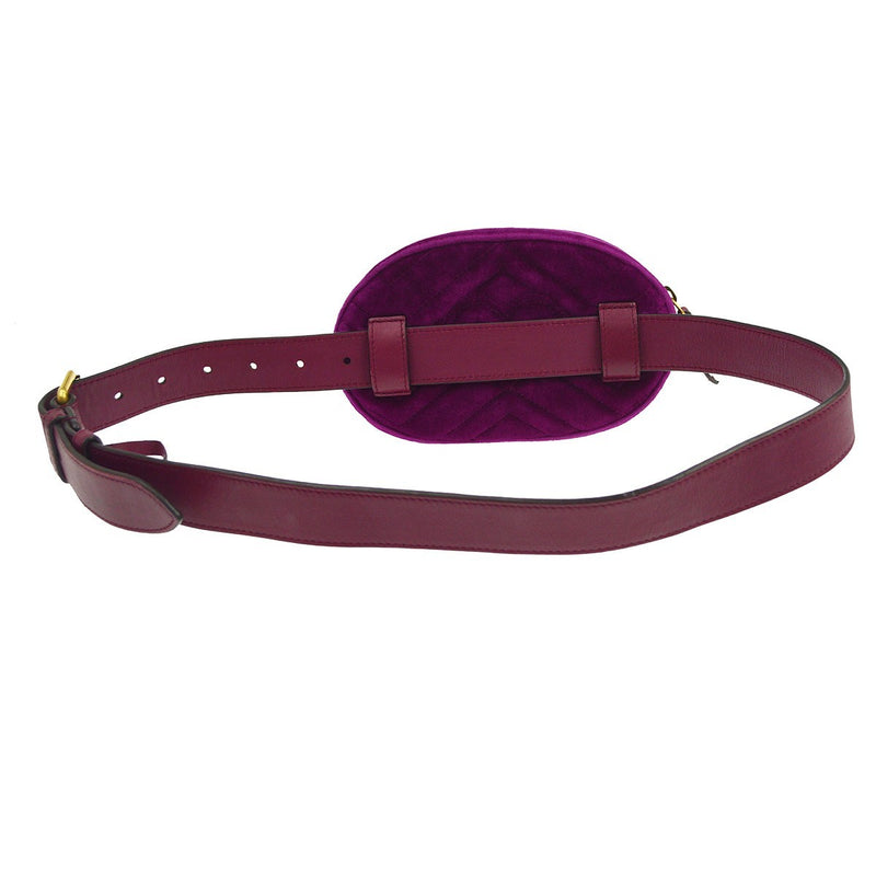 Gucci Gg Marmont Belt Matelasse Velvet Purple Bag