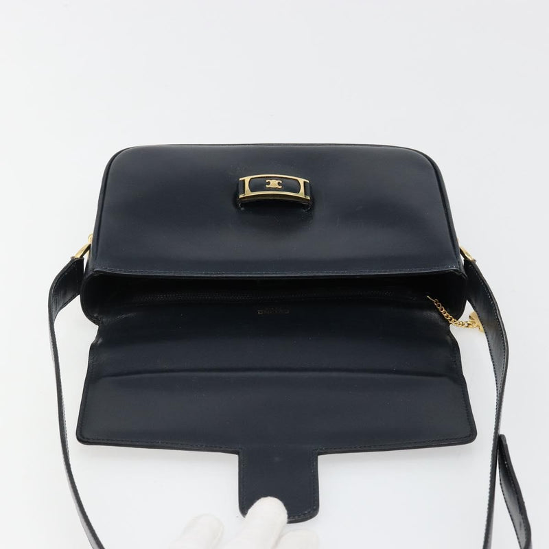 Celine Shoulder Leather Navy Bag