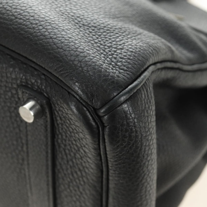 Hermes Birkin Black Clemence With Palladium Hardware Leather Bag