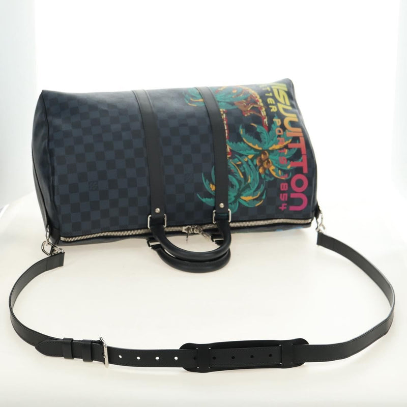 Louis Vuitton Keepall Bandouliere Limited Edition Damier Cobalt Jungle Blue Canvas Bag