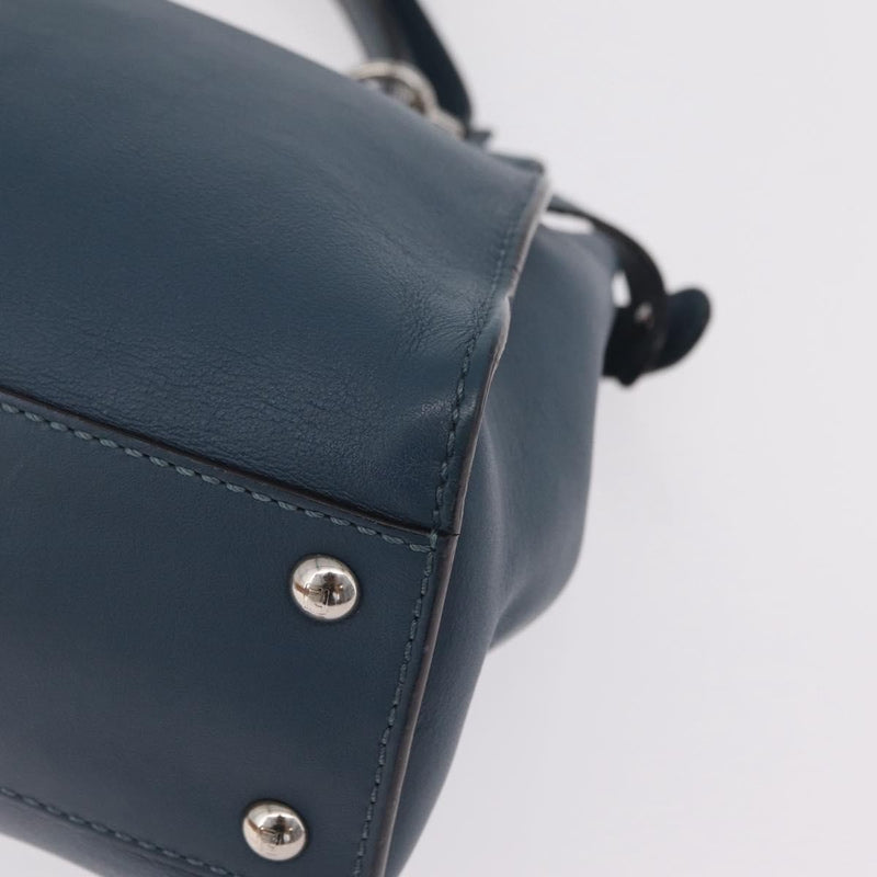 Fendi Peekaboo Ruffled Leather Blue Bag