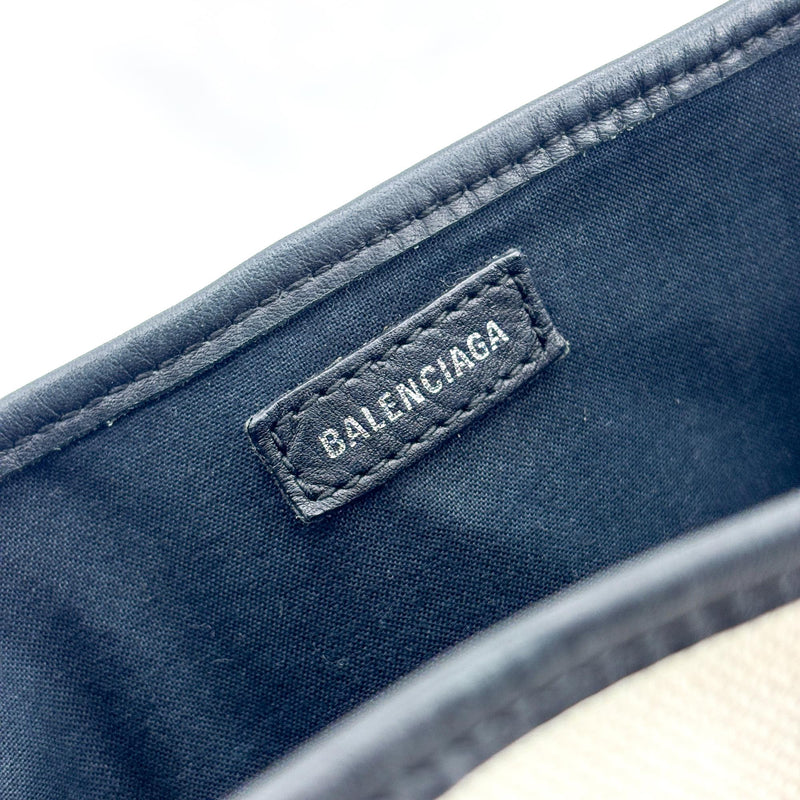 Balenciaga Navy Cabas Canvas With Leather Black Bag