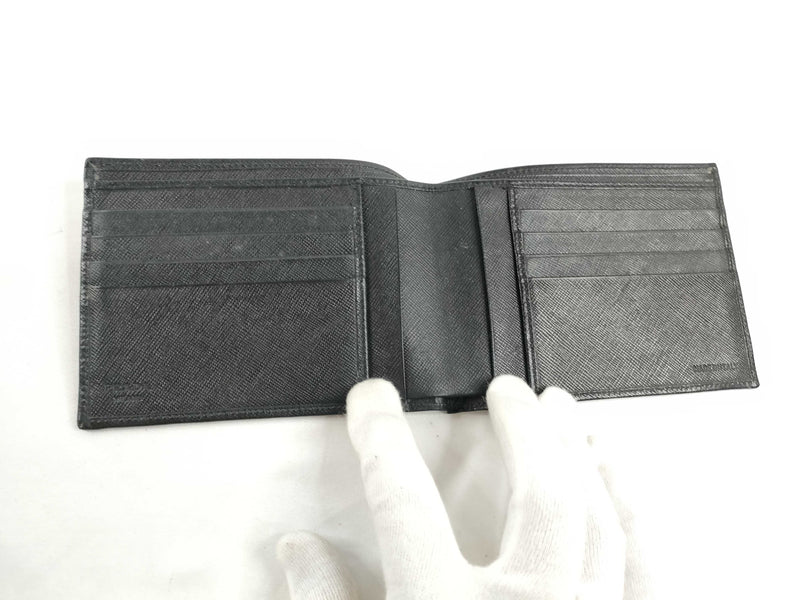 Prada Saffiano Bifold Leather Black Accessory