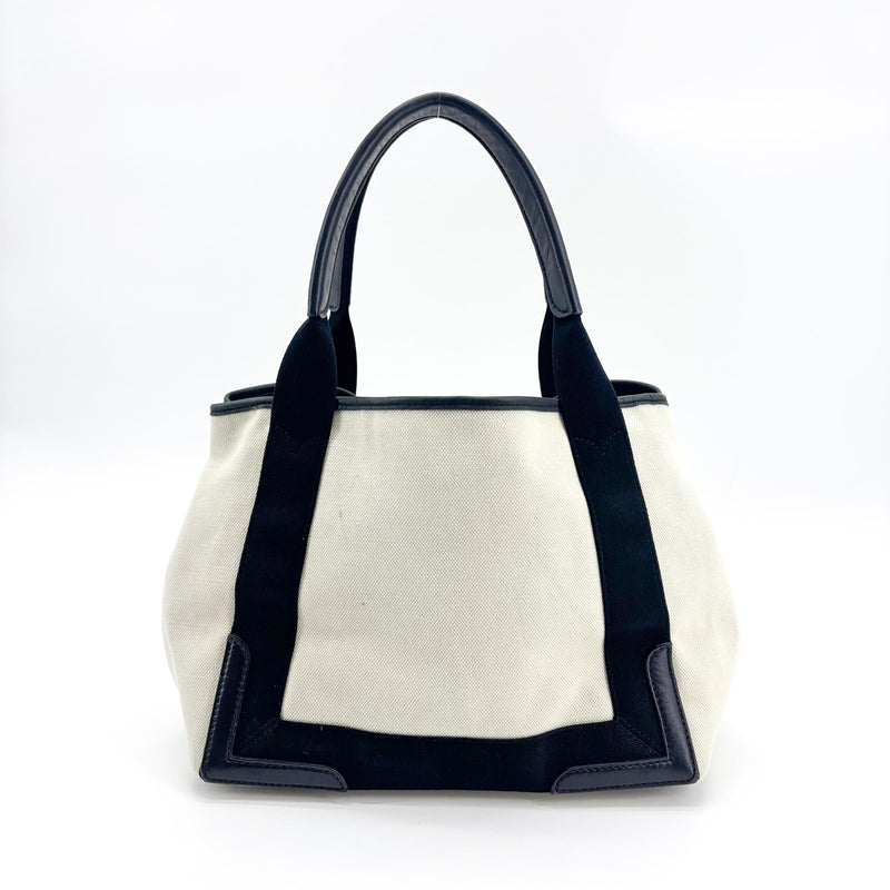 Balenciaga Navy Cabas Canvas With Leather Black Bag
