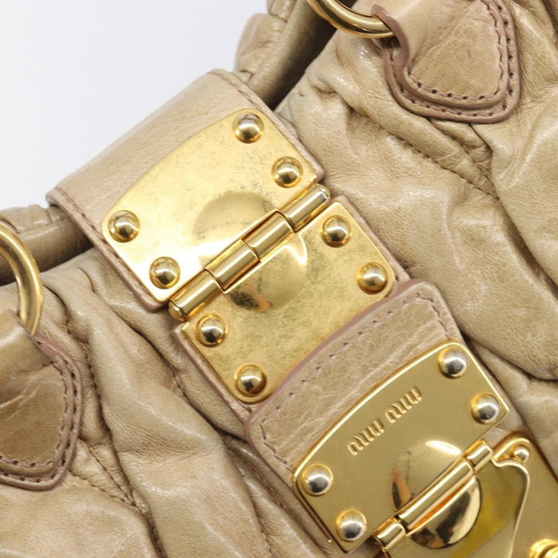 Miu Miu Coffer Convertible Satchel Matelasse Leather Beige