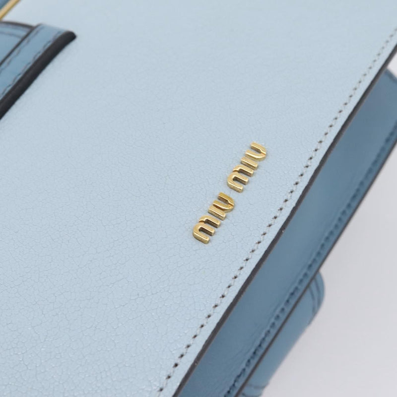 Miu Miu Madras Crystal Buckle Leather Blue Bag