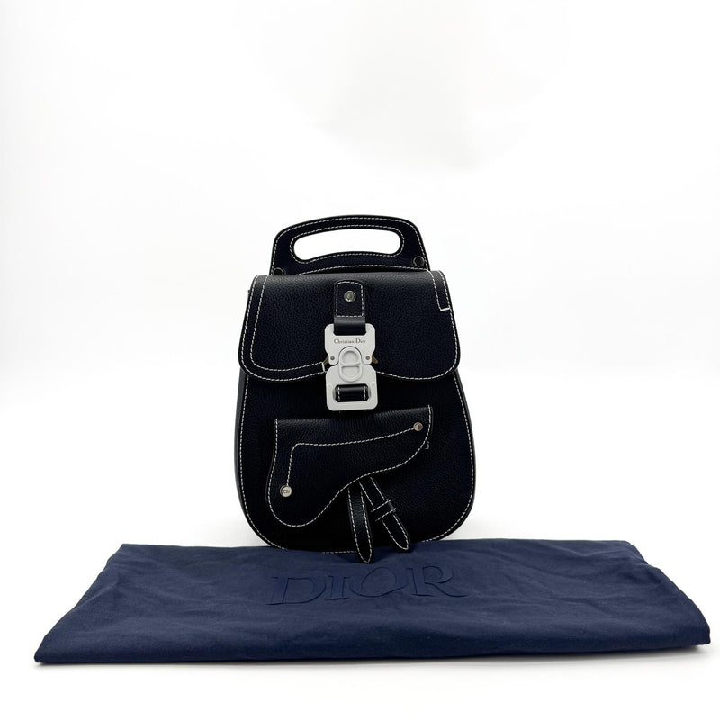 Christian Dior Saddle Leather Black Calfskin Bag