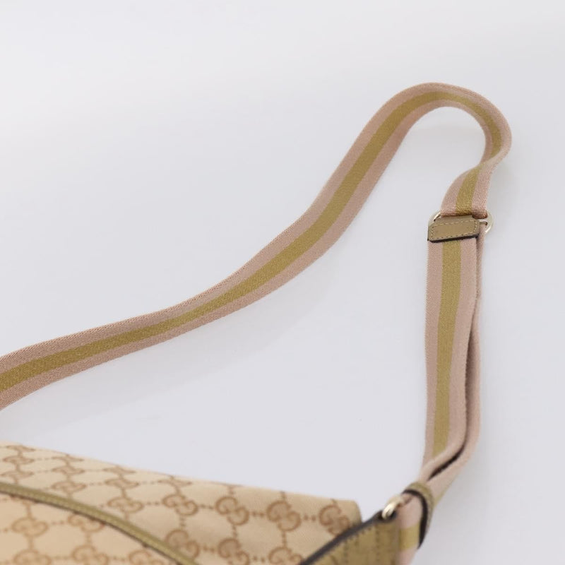 Gucci Zip Messenger Gg Canvas With Perforated Leather Beige