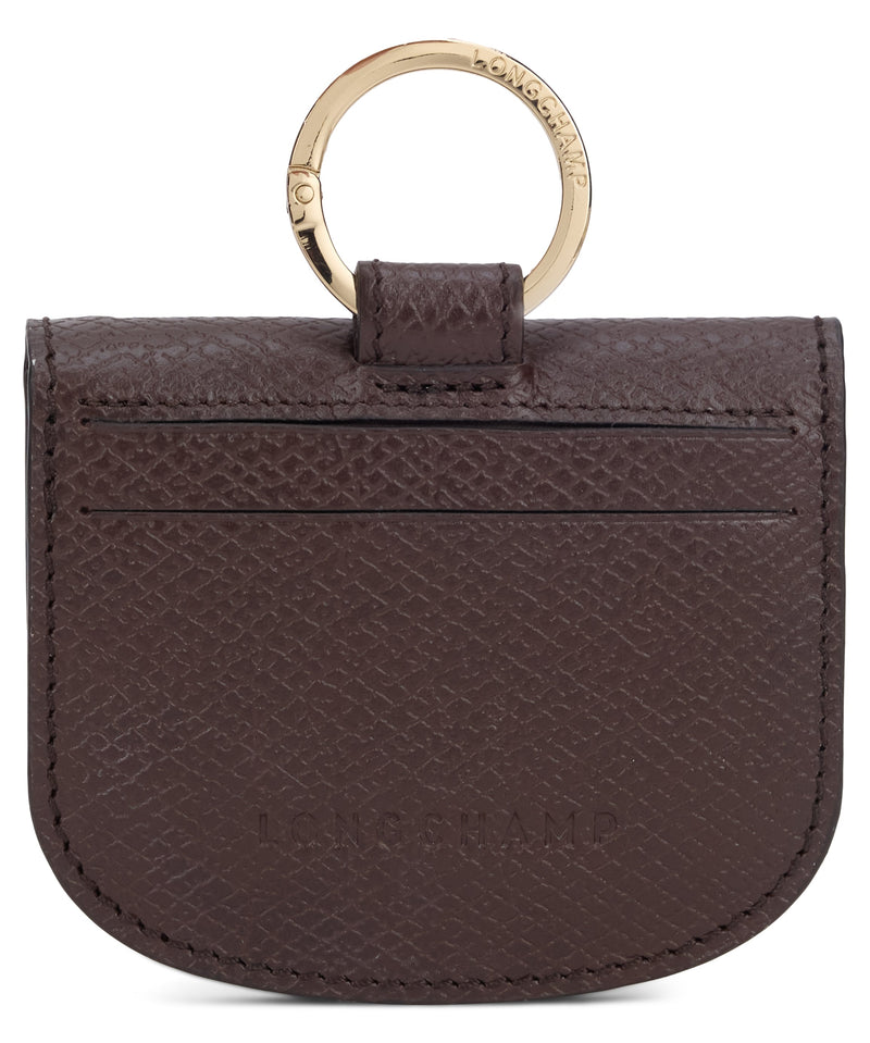 Longchamp Cowhide Leather With Ring Card Holder — Brown Wallets & Purses