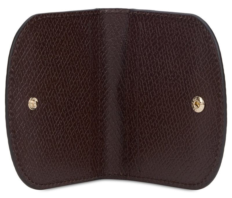Longchamp Cowhide Leather With Ring Card Holder — Brown Wallets & Purses