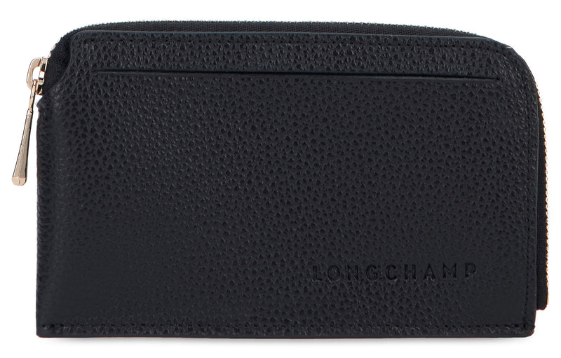 Longchamp Leather Zip Wallet — Black