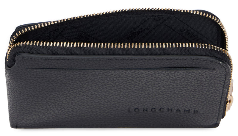 Longchamp Leather Zip Wallet — Black
