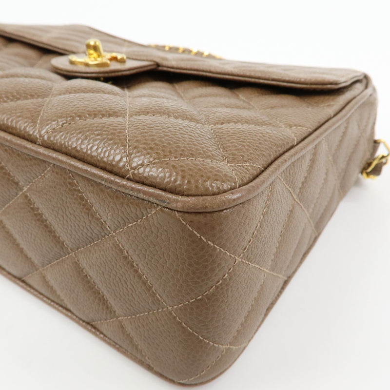 Chanel Vintage Front Pocket Camera Quilted Caviar Brown Leather Bag