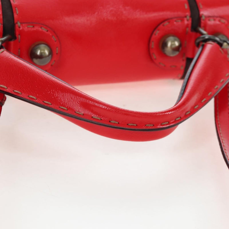 Fendi Secret Code F3 Convertible Satchel Textured Leather Red
