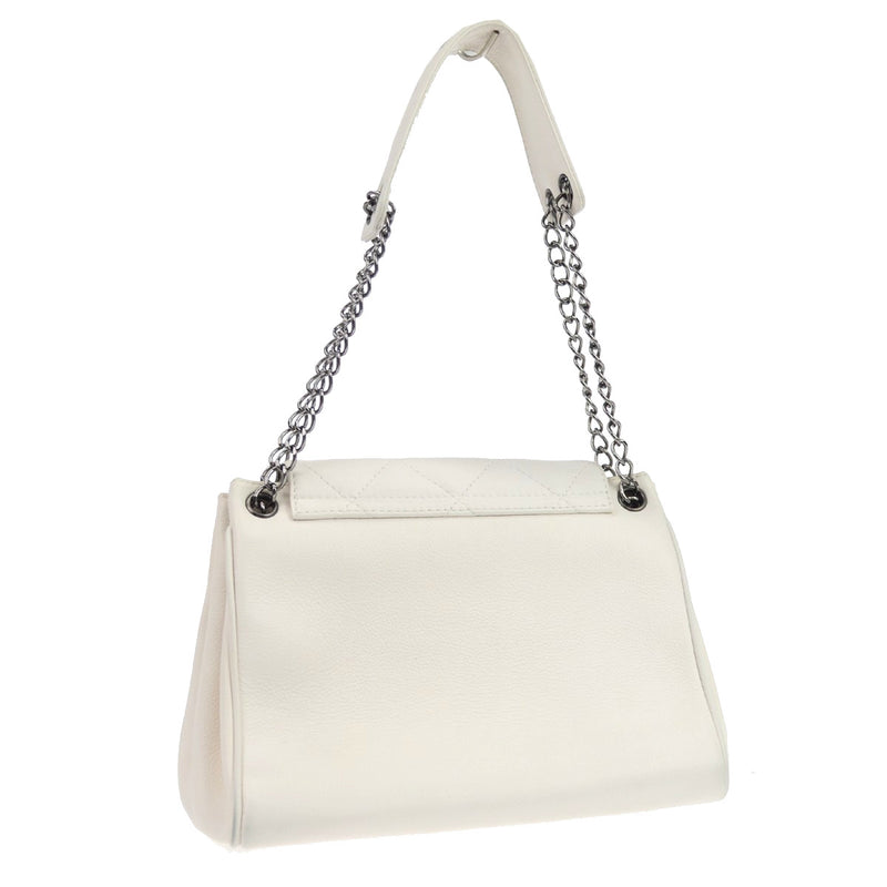 Chanel Pocket Accordion Flap Quilted Lambskin White Leather Bag
