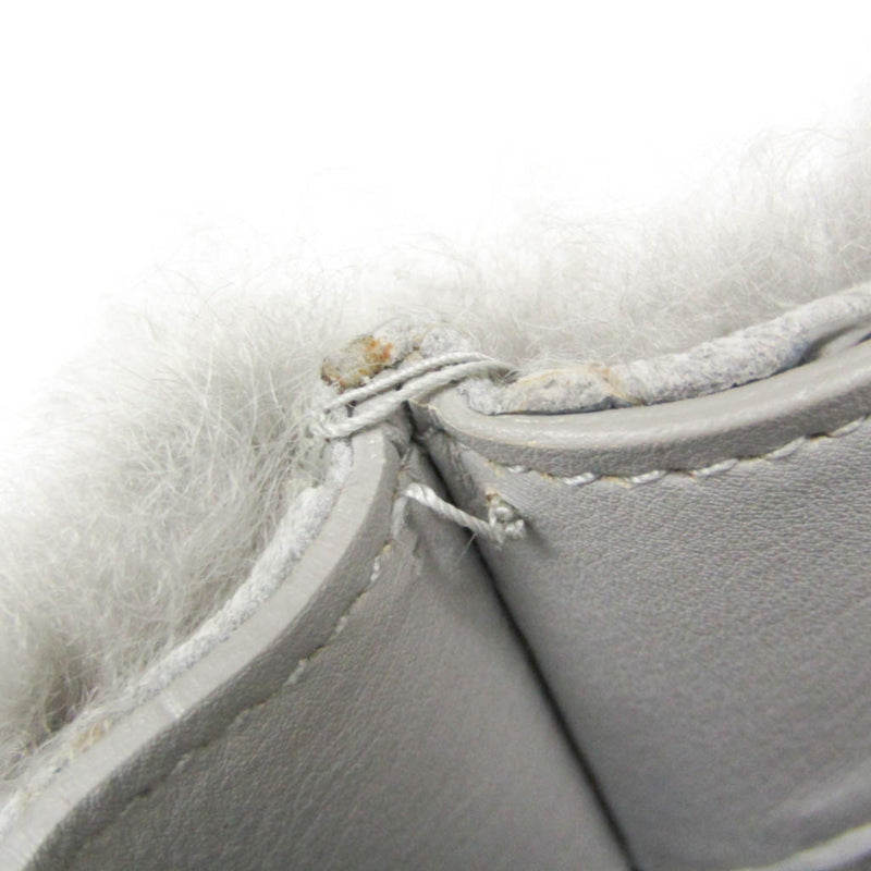 Balenciaga Papier A6 Zip Around Classic Studs Shearling Gray Faux_fur Bag