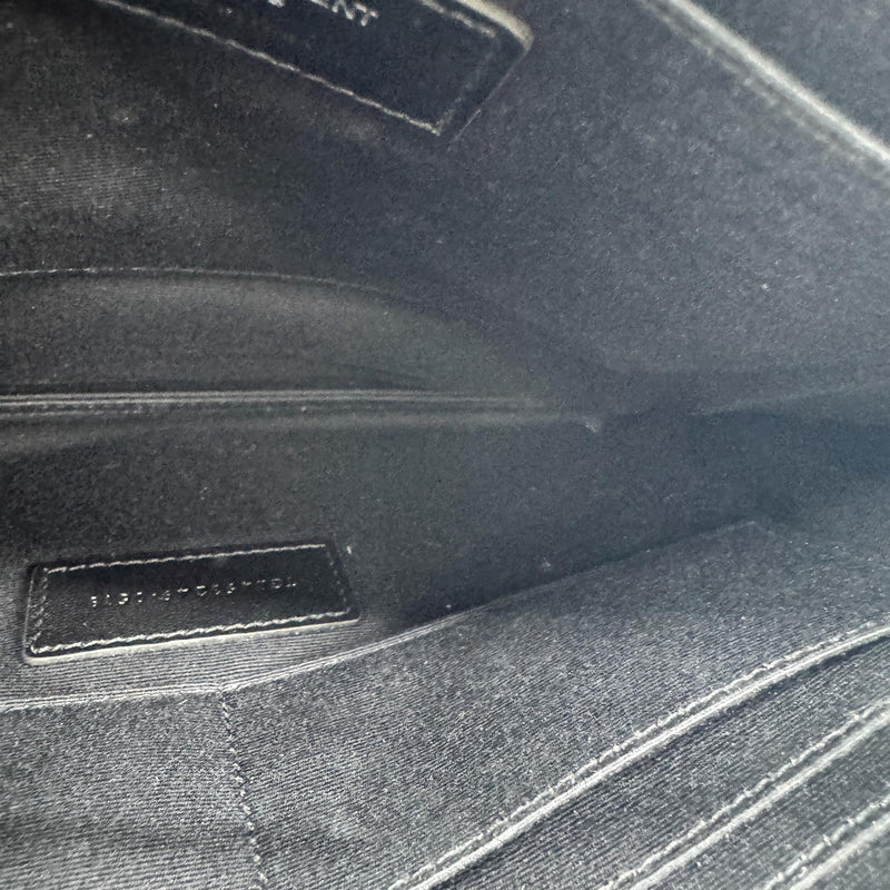 Saint Laurent Classic Monogram Wristlet Leather Black Calfskin Bag