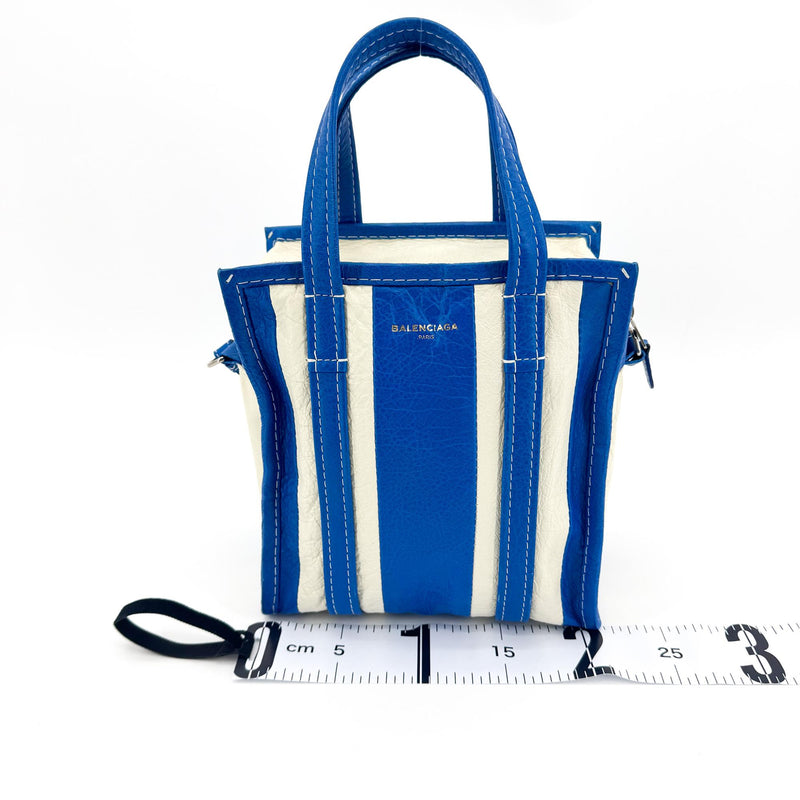 Balenciaga Bazar Striped Leather Blue Bag