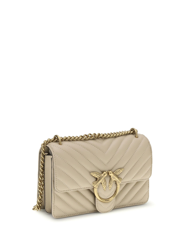 Pinko Love Shoulder Bag — Beige Calf Leather Bos Taurus