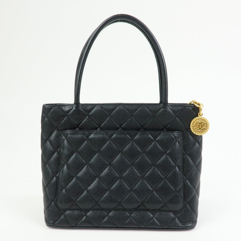 Chanel Medallion Quilted Caviar Black Leather Bag