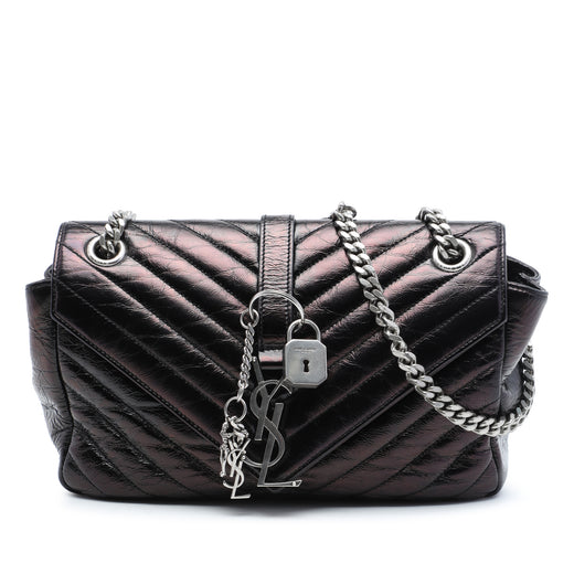 Medium Chevron Metallic Crinkled Calfskin Punk Chain Bag - Image 1