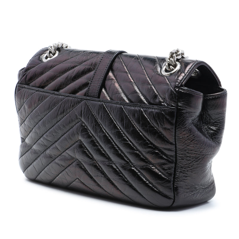 Medium Chevron Metallic Crinkled Calfskin Punk Chain Bag - Image 2