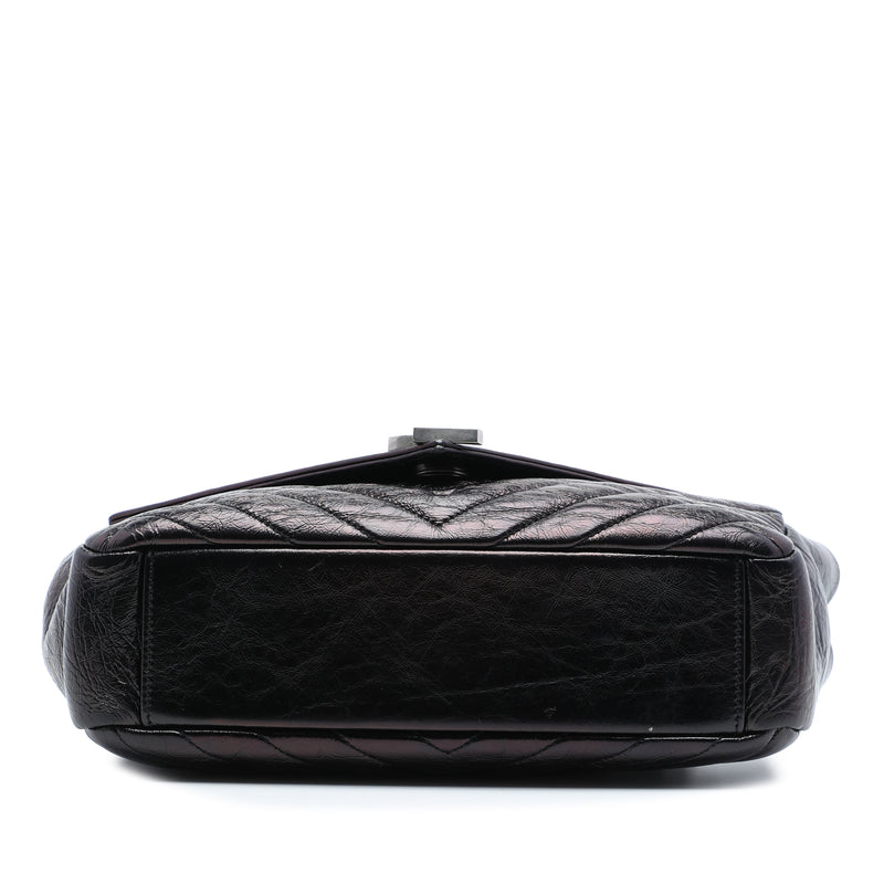 Medium Chevron Metallic Crinkled Calfskin Punk Chain Bag - Image 3