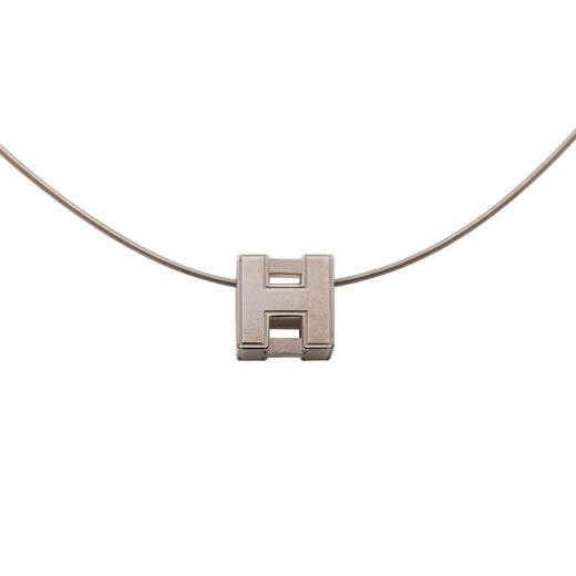 Palladium Plated Enamel Cage dH Cube Necklace - Image 1