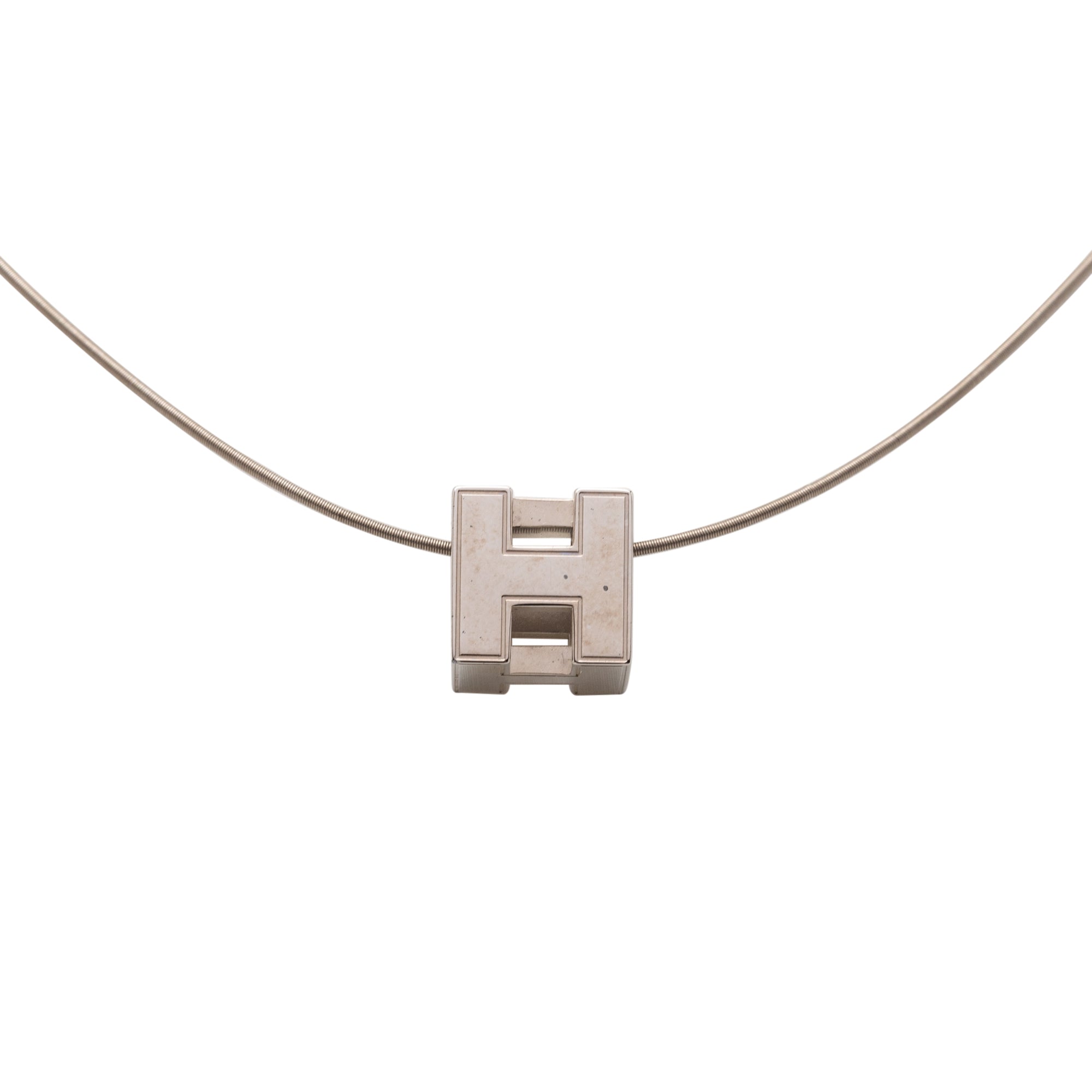 Palladium Plated Enamel Cage dH Cube Necklace - Image 2