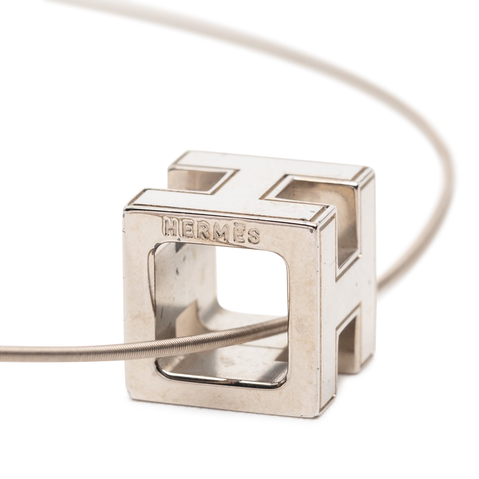 Palladium Plated Enamel Cage dH Cube Necklace - Image 3