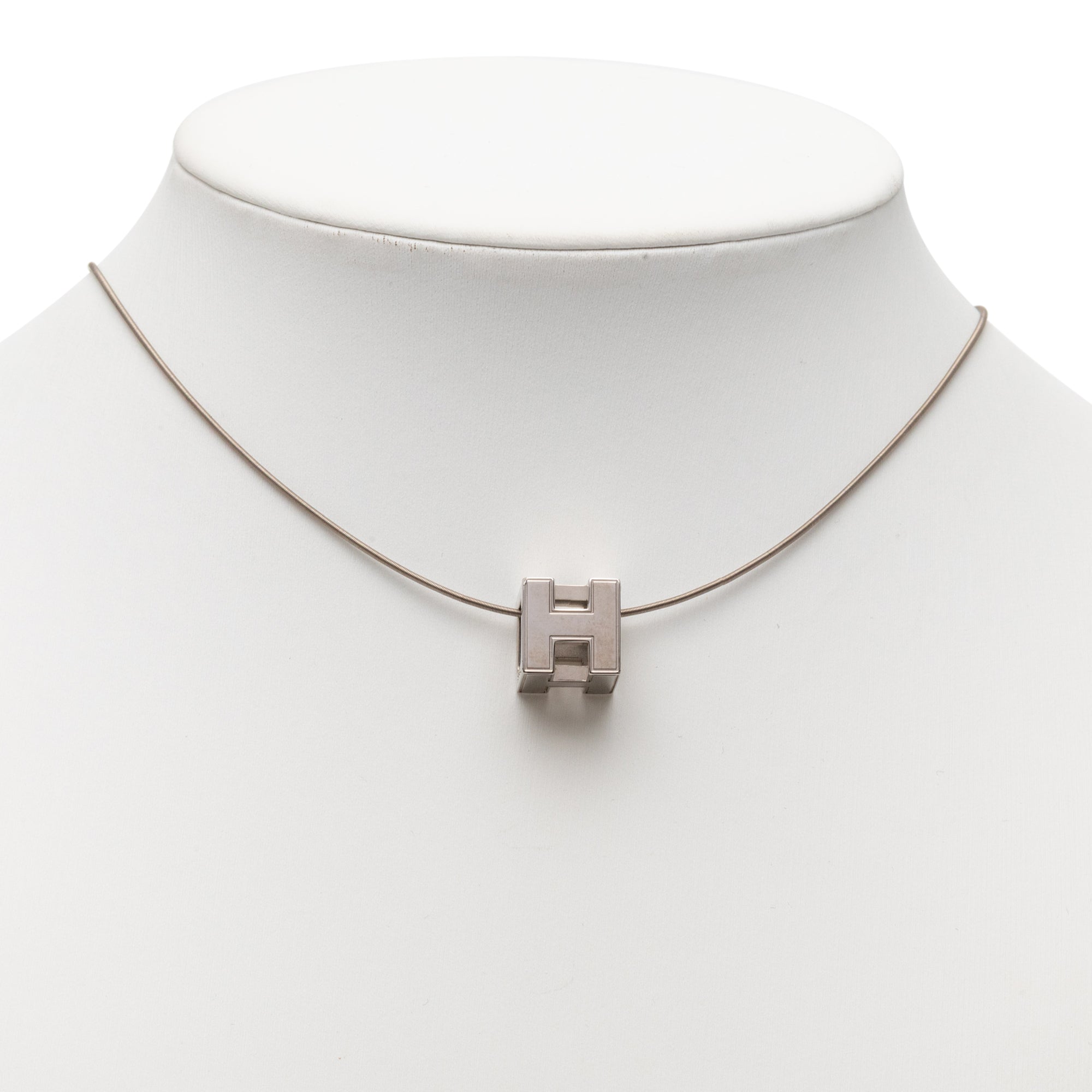 Palladium Plated Enamel Cage dH Cube Necklace - Image 5