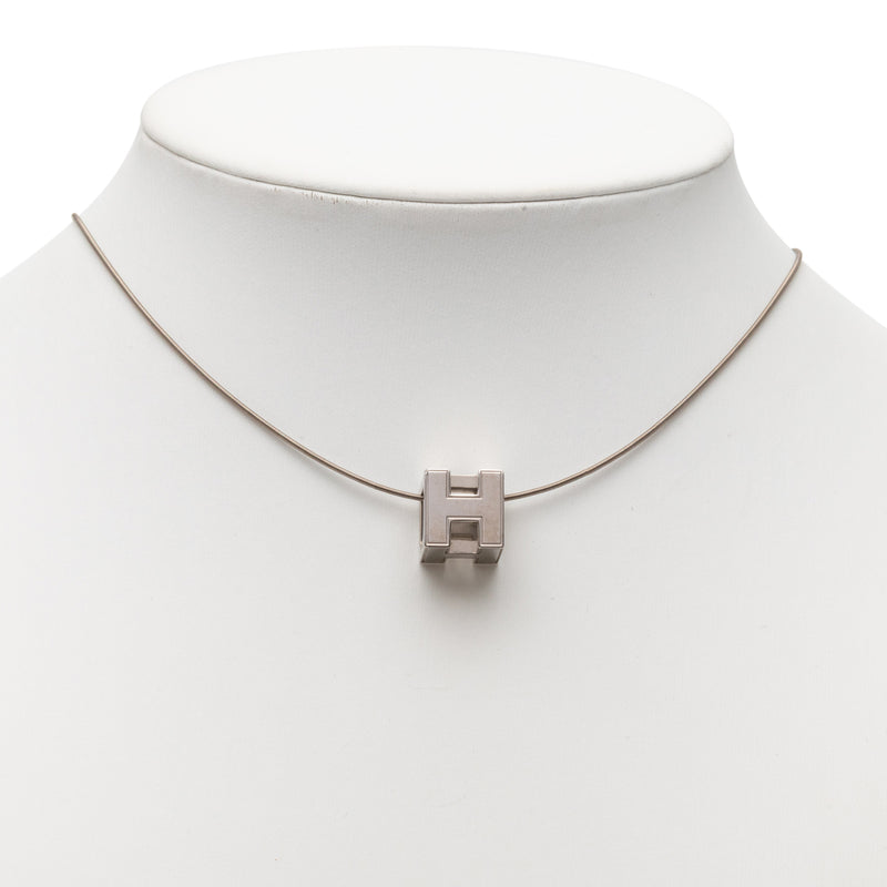 Palladium Plated Enamel Cage dH Cube Necklace - Image 5