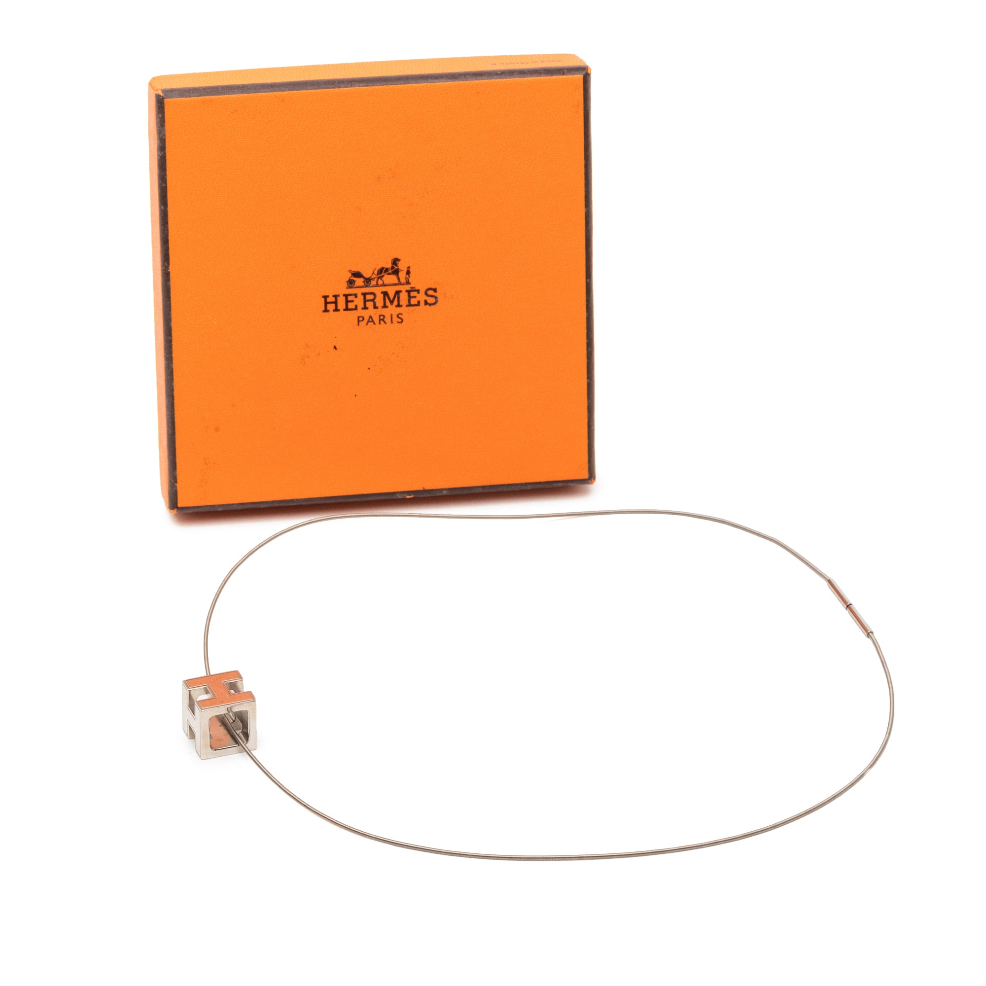 Palladium Plated Enamel Cage dH Cube Necklace - Image 6