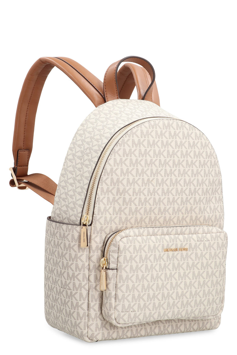 Michael Michael Kors Logo-Print Jacquard Backpack — Beige Pvc