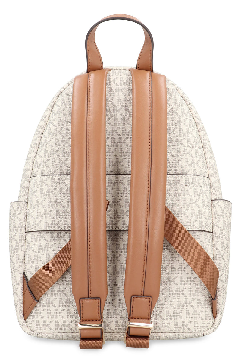 Michael Michael Kors Logo-Print Jacquard Backpack — Beige Pvc