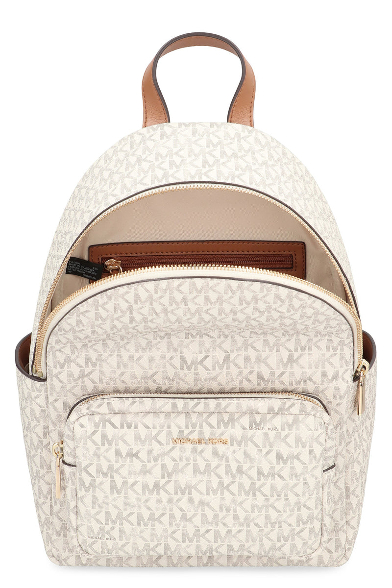 Michael Michael Kors Logo-Print Jacquard Backpack — Beige Pvc