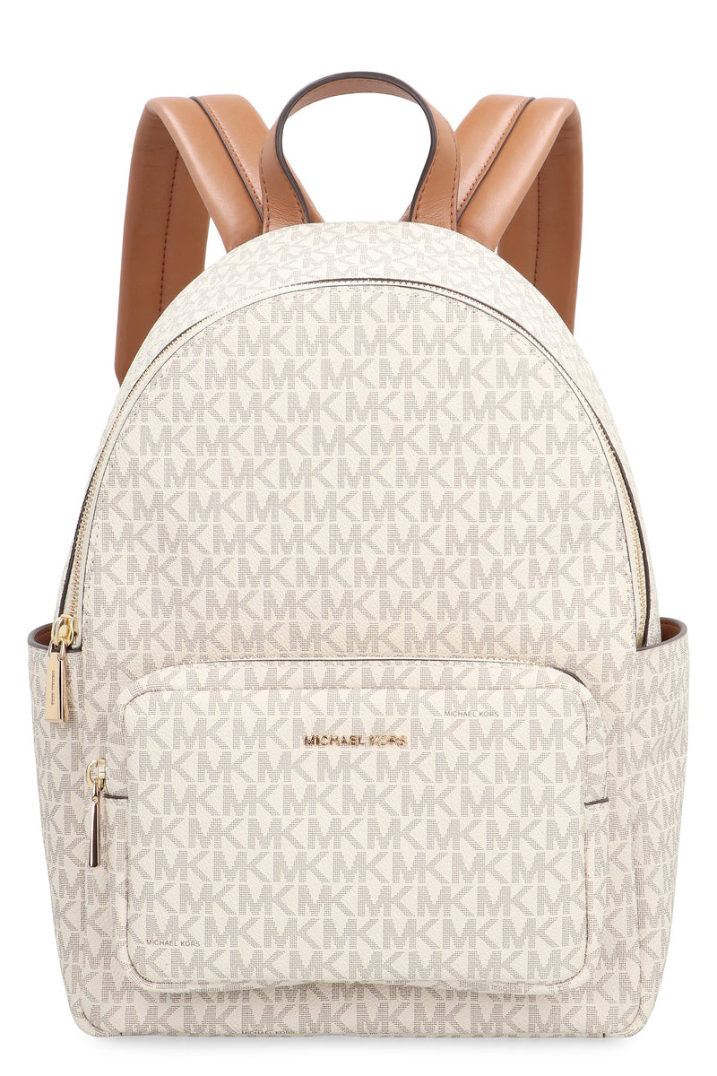 Michael Michael Kors Logo-Print Jacquard Backpack — Beige Pvc