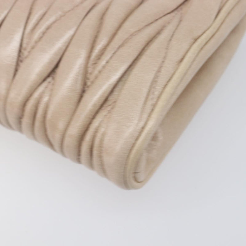Miu Miu Zip Wristlet Matelasse Leather Beige Bag