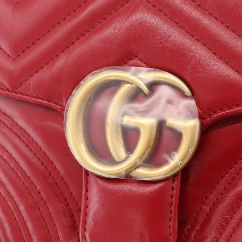 Gucci Gg Marmont Top Handle Matelasse Leather Red Bag