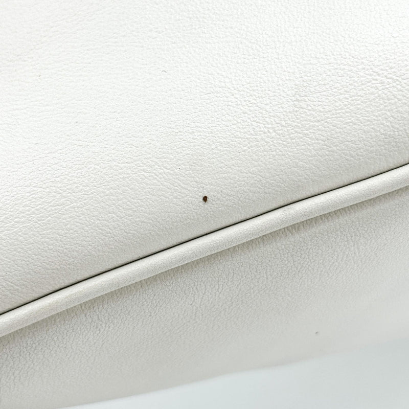 Prada Triangle Logo Zip Leather White Bag