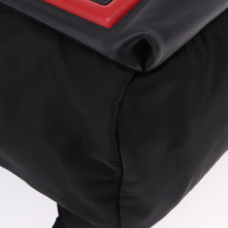 Fendi Fiend Nylon With Printed Leather Black Bag