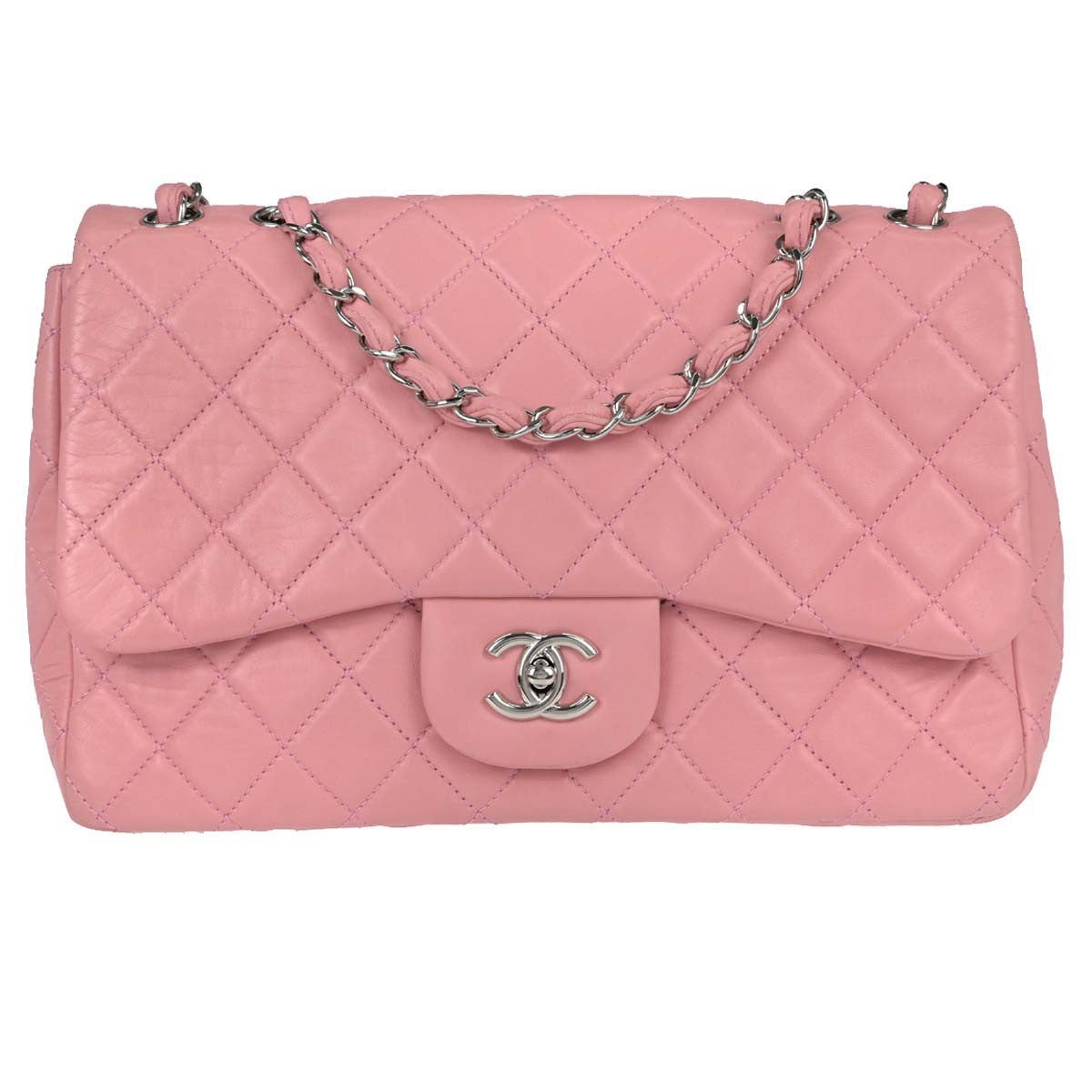 Chanel Classic Single Flap Quilted Lambskin Pink Leather Bag