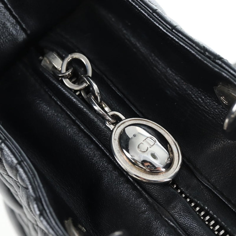 Christian Dior Lady Lambskin Black Leather Bag