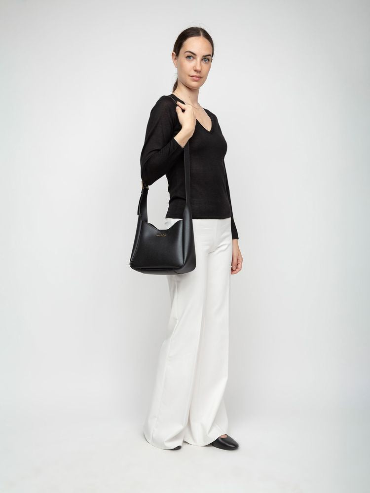 Michael Kors Birch Medium Shoulder Bag — Black Leather