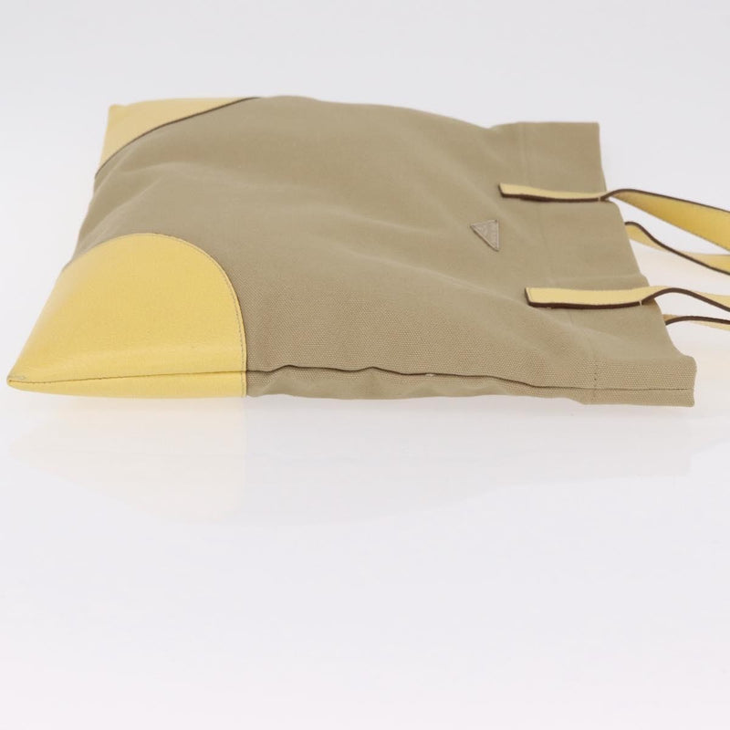 Prada Lux Convertible Open Tote Canvas And Leather Beige